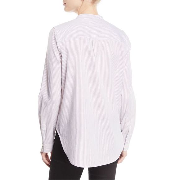 Derek Lam 10 Crosby Striped LS Ruffle B-F Shirt L - Picture 2 of 8